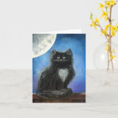 黒猫のメッセージカード カード (黄色い花)