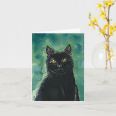 黒猫のメッセージカード カード (黄色い花)