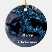 黒猫のメリークリスマスのオーナメント セラミックオーナメント (正面)