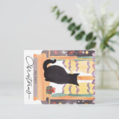 黒猫のメリークリスマスを過ごす ポストカード (スタンド正面)