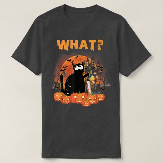 黒猫のユーモア殺人ハロウィーン費用 Tシャツ (デザイン正面)