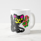 黒猫のラインの秋 ジャンボコーヒーマグカップ (正面右)