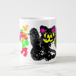 黒猫のラインの秋 ジャンボコーヒーマグカップ