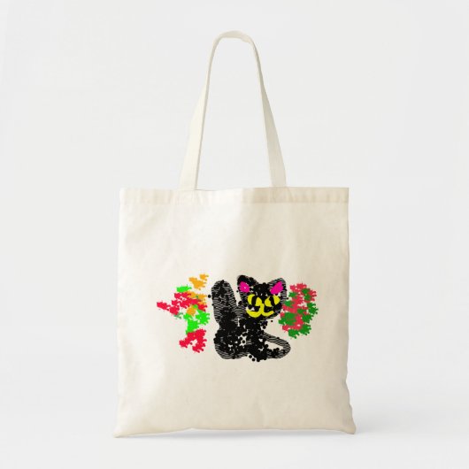 黒猫のラインの秋 トートバッグ (正面)