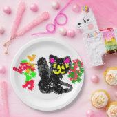 黒猫のラインの秋 ペーパープレート (パーティー)