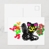 黒猫のラインの秋 ポストカード (正面/裏面)
