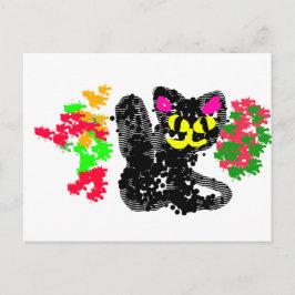 黒猫のラインの秋 ポストカード