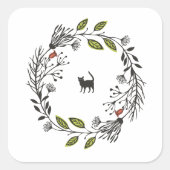 黒猫のリースシール スクエアシール (正面)