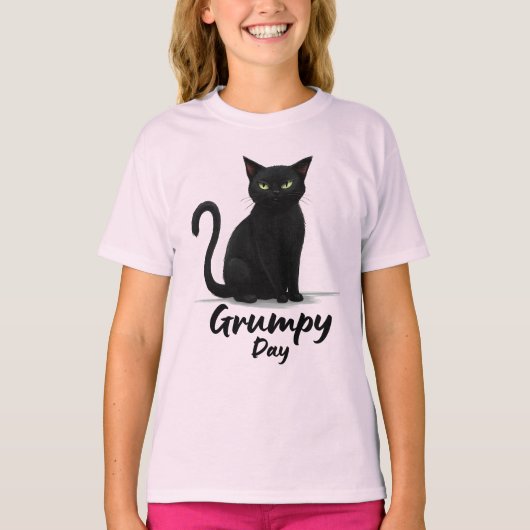 黒猫の不機嫌な一日 Tシャツ (正面)
