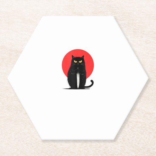 黒猫の人殺し連続殺人犯ハロウィングラフィック ペーパーコースター (正面)