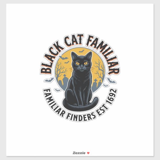 黒猫の使い魔 ビンテージ ハロウィン レスキュー デザイン シール (シート)