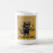 黒猫の冒険探検デザイン コーヒーマグカップ (中央)