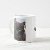 黒猫の写真パーソナライズされた名 コーヒーマグカップ (正面左)