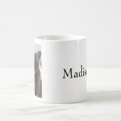 黒猫の写真パーソナライズされた名 コーヒーマグカップ (中央)