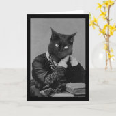 黒猫の写真ビクトリアングリーティングカード カード (黄色い花)