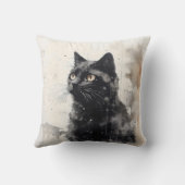 黒猫の動物墨絵 クッション (裏面)