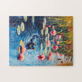 黒猫の印象派絵画（睡蓮の池） ジグソーパズル (横)
