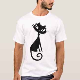 黒猫の可愛い人のedunの生きているTシャツ Tシャツ