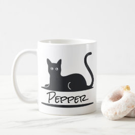 黒猫の名入れデザイン コーヒーマグカップ