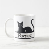 黒猫の名入れデザイン コーヒーマグカップ (左)