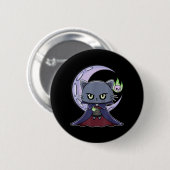 黒猫の吸血鬼ドラキュラと魔法の炎のための 缶バッジ (正面&裏面)