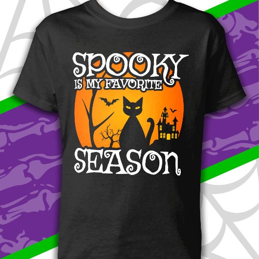 黒猫の呪われた不気味な季節 ハッピー ハロウィン Tシャツ