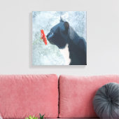 黒猫の嗅ぎ花 キャンバスプリント (インサイチュ (リビング))