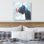 黒猫の嗅ぎ花 キャンバスプリント (インサイチュ (寝室))