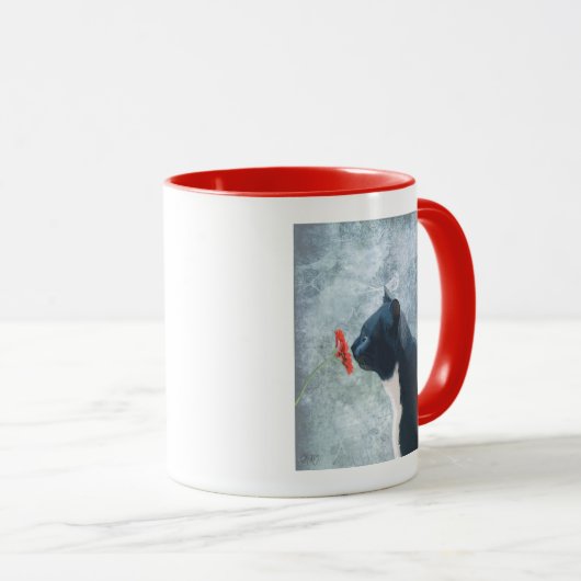 黒猫の嗅ぎ花 マグカップ (正面右)