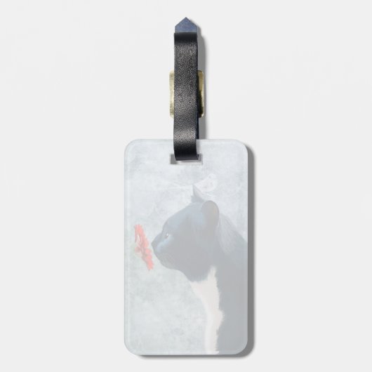 黒猫の嗅ぎ花 ラゲッジタグ (裏面縦)