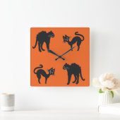 黒猫の四角い壁時計 スクエア壁時計 (ホーム)