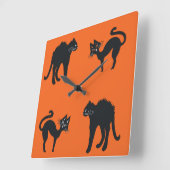 黒猫の四角い壁時計 スクエア壁時計 (傾斜)