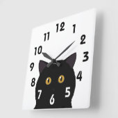 黒猫の壁掛け時計 スクエア壁時計 (傾斜)