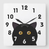 黒猫の壁時計 スクエア壁時計 (正面)