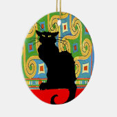 黒猫の壁紙抽象芸術 セラミックオーナメント (右)