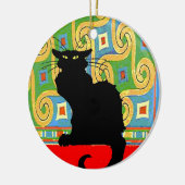 黒猫の壁紙抽象芸術 セラミックオーナメント (左)