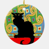 黒猫の壁紙抽象芸術 セラミックオーナメント (裏面)