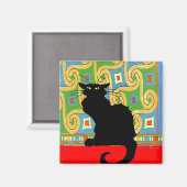 黒猫の壁紙抽象芸術 マグネット (正面/裏面)