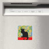 黒猫の壁紙抽象芸術 マグネット (インサイチュ (食洗機))