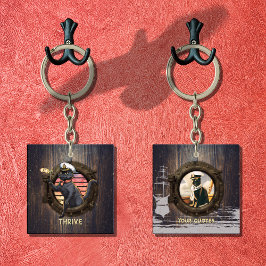 黒猫の夕日が広がる広場 キーホルダー