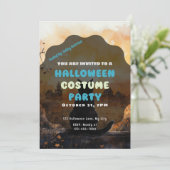 黒猫の夕日の秋ハロウィン 招待状 (スタンド正面)