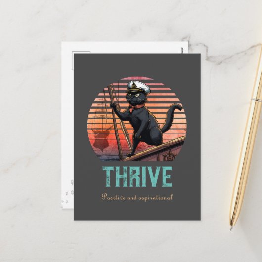 黒猫の夕日：生きる旅 シーズンポストカード (正面/裏面インサイチュ)