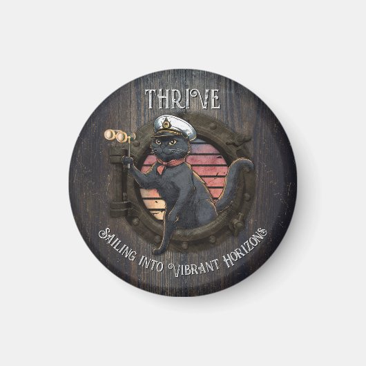 黒猫の夕日：生きる旅 マグネット (正面)