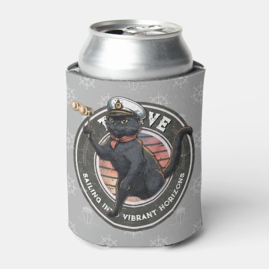 黒猫の夕日：生きる旅 缶クーラー (缶正面)