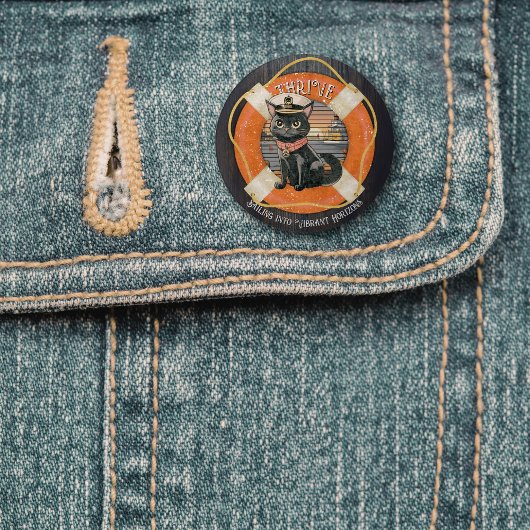 黒猫の夕日：1インチの丸で成長する旅 缶バッジ