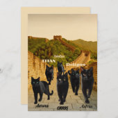 黒猫の大侵攻 グレートウォール フラット ホリデーカード 招待状 (正面/裏面)