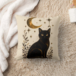黒猫の天体月ゴシックボタニカル クッション