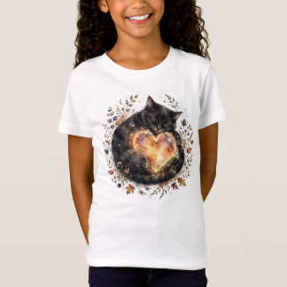 黒猫の女の子キッズTシャツ Tシャツ