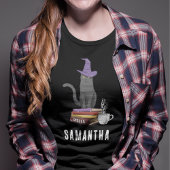 黒猫の女性モダンのハロウィンをトリックまたは治療 トライブレンドＴシャツ