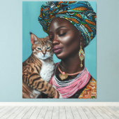 黒猫の女性 キャンバスプリント (インサイチュ (ウッドフロア))